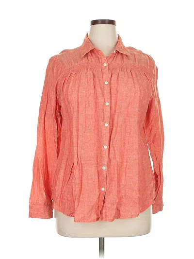Pre-owned Lands' End Long Sleeve Button Down Shirt In Orange