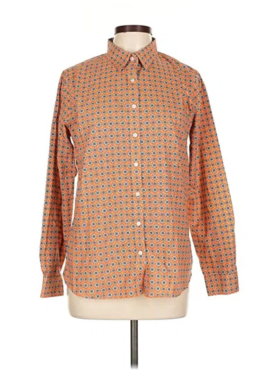Pre-owned Lands' End Long Sleeve Button Down Shirt In Orange