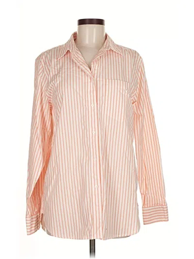 Pre-owned Lands' End Long Sleeve Button Down Shirt In Orange