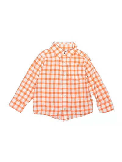 Pre-owned Lands' End Kids'  Long Sleeve Button Down Shirt In Orange