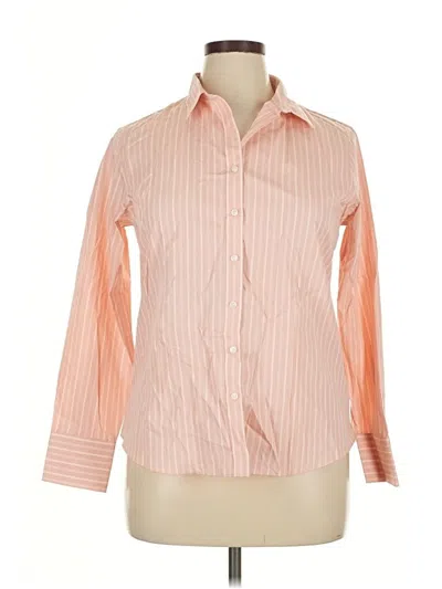 Pre-owned Lands' End Long Sleeve Button Down Shirt In Orange