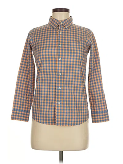 Pre-owned Lands' End Long Sleeve Button Down Shirt In Orange