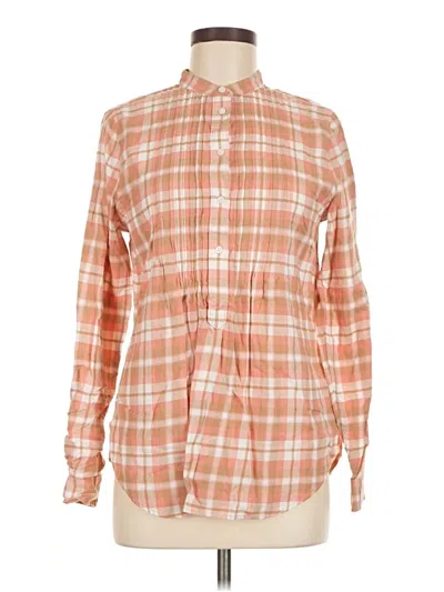 Pre-owned Lands' End Long Sleeve Button Down Shirt In Orange