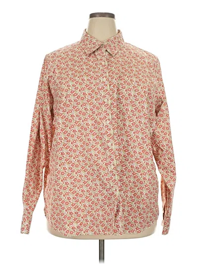 Pre-owned Lands' End Long Sleeve Button Down Shirt In Orange