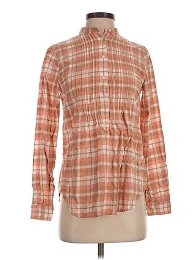 Pre-owned Lands' End Long Sleeve Button Down Shirt In Orange