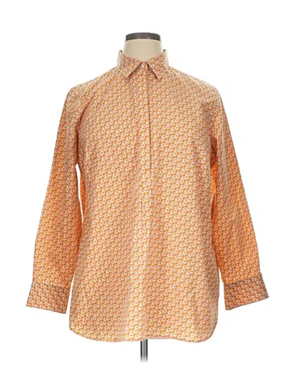 Pre-owned Lands' End Long Sleeve Button Down Shirt In Orange