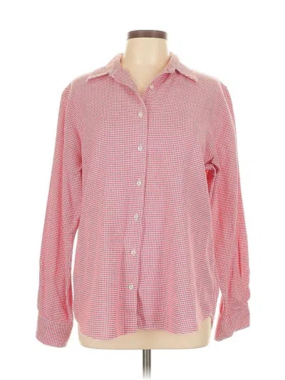 Pre-owned Lands' End Long Sleeve Button Down Shirt In Pink
