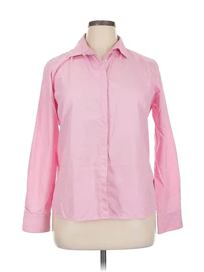 Pre-owned Lands' End Long Sleeve Button Down Shirt In Pink