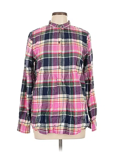 Pre-owned Lands' End Long Sleeve Button Down Shirt In Pink