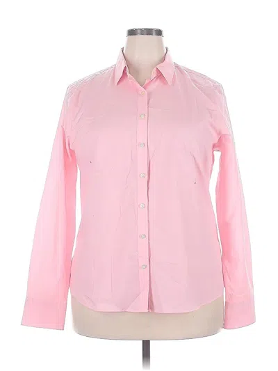 Pre-owned Lands' End Long Sleeve Button Down Shirt In Pink