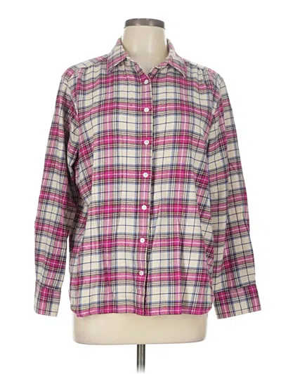 Pre-owned Lands' End Long Sleeve Button Down Shirt In Pink