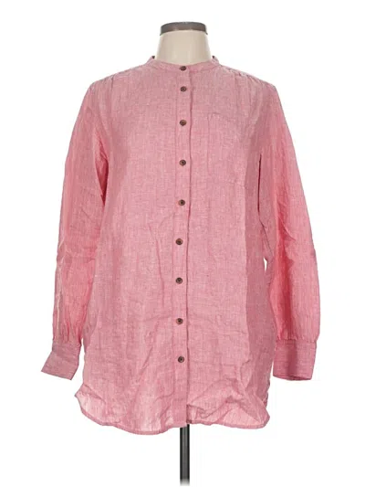 Pre-owned Lands' End Long Sleeve Button Down Shirt In Pink