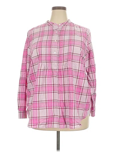 Pre-owned Lands' End Long Sleeve Button Down Shirt In Pink