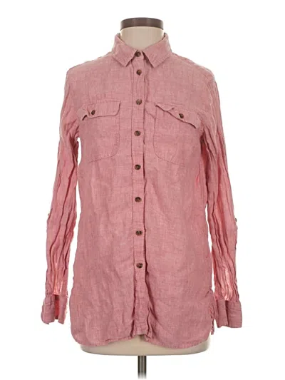 Pre-owned Lands' End Long Sleeve Button Down Shirt In Pink