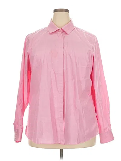 Pre-owned Lands' End Long Sleeve Button Down Shirt In Pink