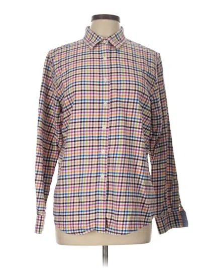 Pre-owned Lands' End Long Sleeve Button Down Shirt In Pink