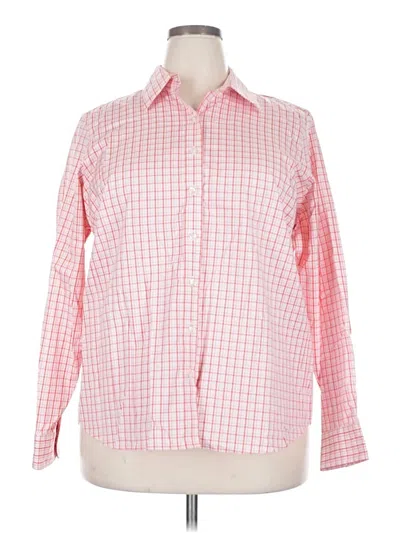 Pre-owned Lands' End Long Sleeve Button Down Shirt In Pink