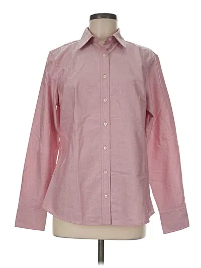 Pre-owned Lands' End Long Sleeve Button Down Shirt In Pink