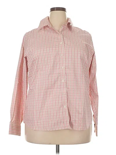 Pre-owned Lands' End Long Sleeve Button Down Shirt In Pink