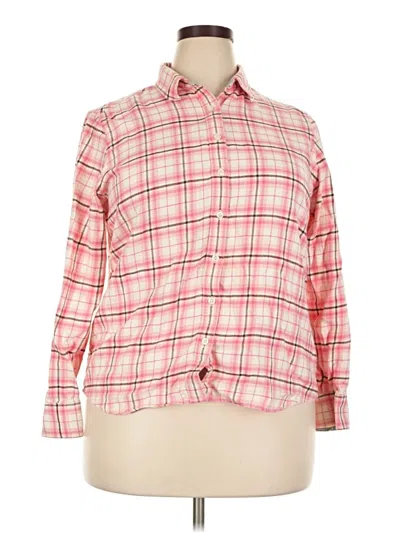 Pre-owned Lands' End Long Sleeve Button Down Shirt In Pink
