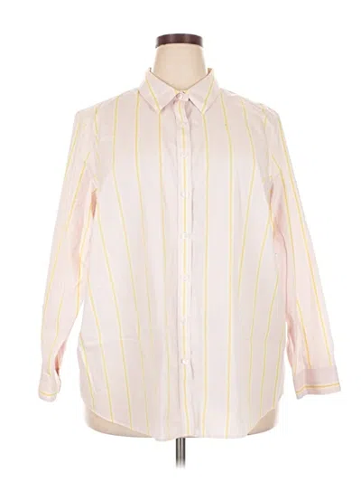 Pre-owned Lands' End Long Sleeve Button Down Shirt In Pink