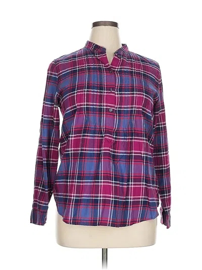 Pre-owned Lands' End Long Sleeve Button Down Shirt In Purple