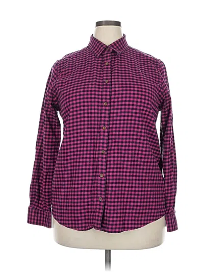 Pre-owned Lands' End Long Sleeve Button Down Shirt In Purple