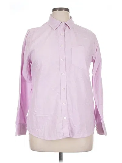 Pre-owned Lands' End Long Sleeve Button Down Shirt In Purple
