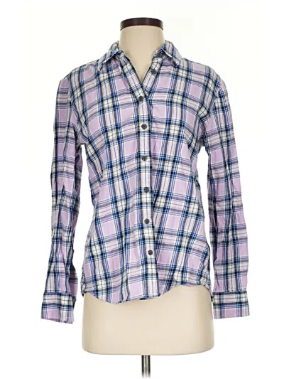 Pre-owned Lands' End Long Sleeve Button Down Shirt In Purple