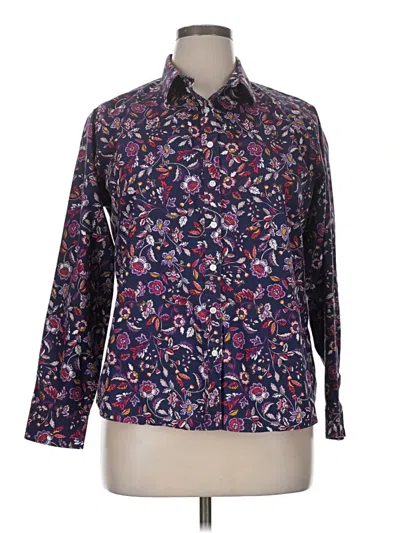 Pre-owned Lands' End Long Sleeve Button Down Shirt In Purple