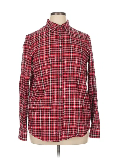 Pre-owned Lands' End Long Sleeve Button Down Shirt In Red