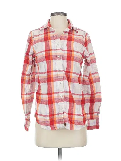 Pre-owned Lands' End Long Sleeve Button Down Shirt In Red