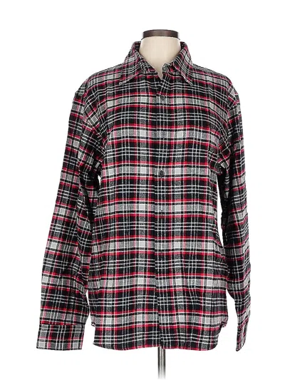 Pre-owned Lands' End Long Sleeve Button Down Shirt In Red
