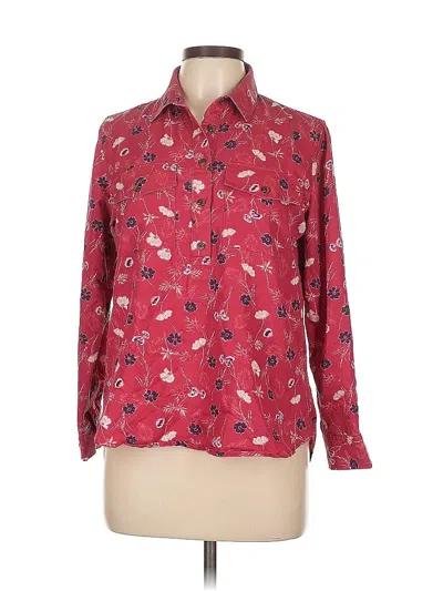 Pre-owned Lands' End Long Sleeve Button Down Shirt In Red