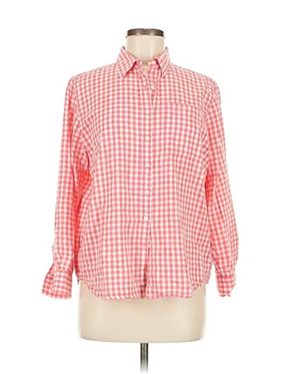 Pre-owned Lands' End Long Sleeve Button Down Shirt In Red
