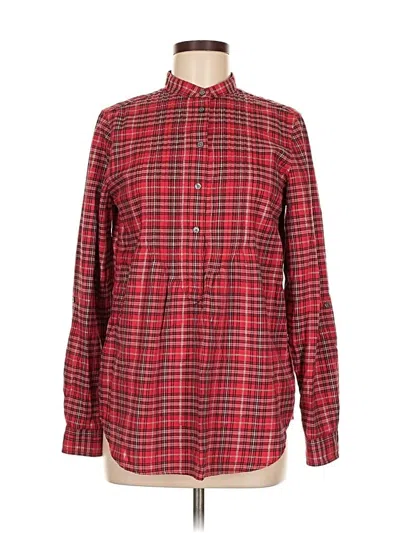 Pre-owned Lands' End Long Sleeve Button Down Shirt In Red
