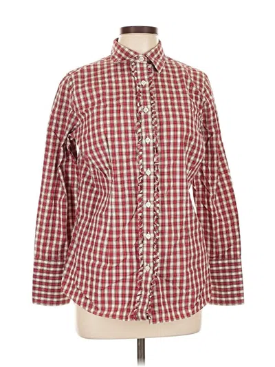 Pre-owned Lands' End Long Sleeve Button Down Shirt In Red