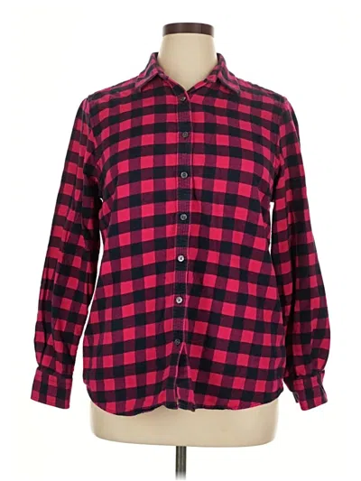 Pre-owned Lands' End Long Sleeve Button Down Shirt In Red