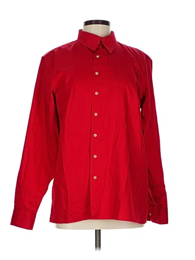 Pre-owned Lands' End Long Sleeve Button Down Shirt In Red