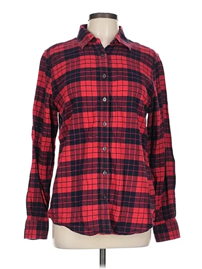 Pre-owned Lands' End Long Sleeve Button Down Shirt In Red