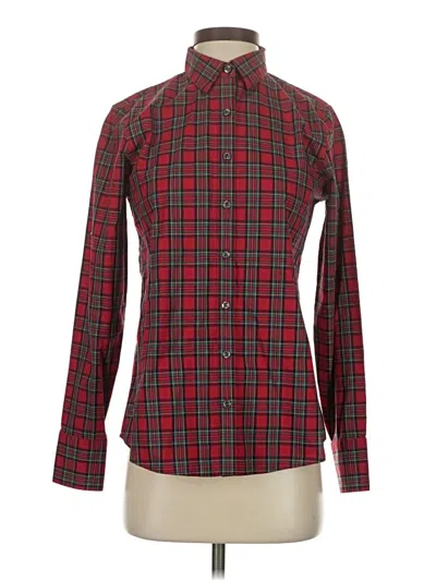 Pre-owned Lands' End Long Sleeve Button Down Shirt In Red