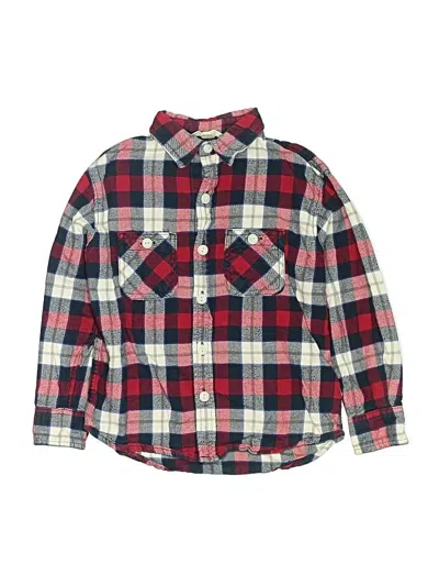 Pre-owned Lands' End Kids'  Long Sleeve Button Down Shirt In Red