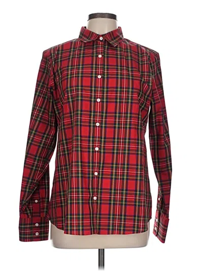 Pre-owned Lands' End Long Sleeve Button Down Shirt In Red