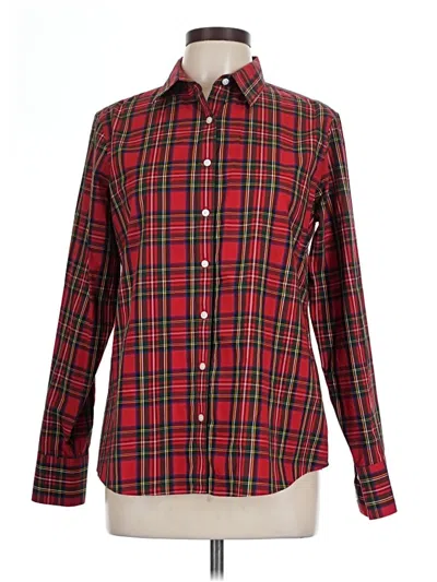Pre-owned Lands' End Long Sleeve Button Down Shirt In Red