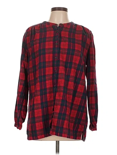 Pre-owned Lands' End Long Sleeve Button Down Shirt In Red