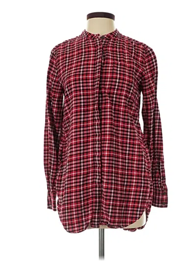 Pre-owned Lands' End Long Sleeve Button Down Shirt In Red