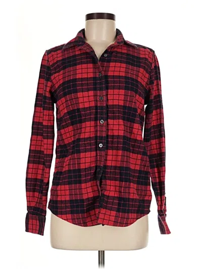 Pre-owned Lands' End Long Sleeve Button Down Shirt In Red