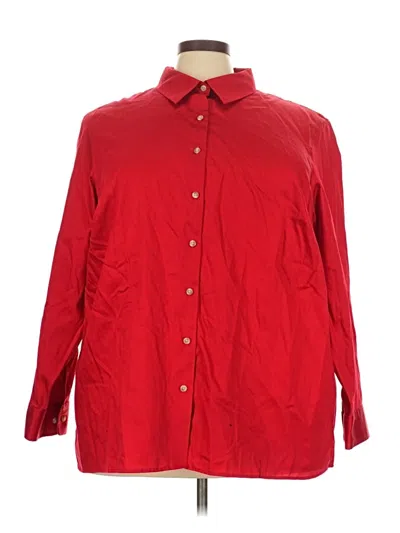 Pre-owned Lands' End Long Sleeve Button Down Shirt In Red