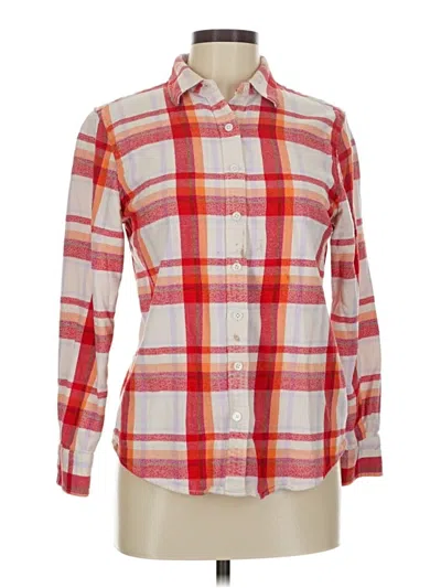 Pre-owned Lands' End Long Sleeve Button Down Shirt In Red