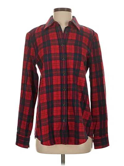 Pre-owned Lands' End Long Sleeve Button Down Shirt In Red